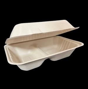Bagasse 2 Compartment Clamshell