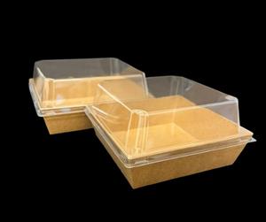 Kraft Sushi Tray Square with Lid 10X10CM, 12X11CM