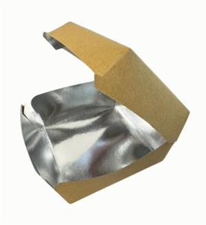 Paper Clamshell Hamburger Box 4" x 4" x 2.35" Brown/Silver
