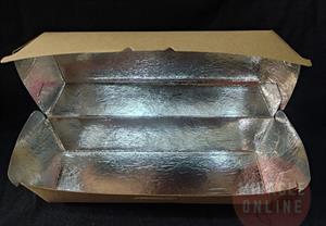Paper Clamshell Hotdog Box 6" x 2" x 2.5" Brown/Silver 